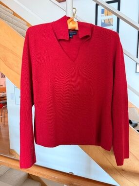 Red Lands End Cashmere Sweater